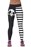 Timemory Woman's Skull Printing Stretch Seamless Active Full Leggings One Size