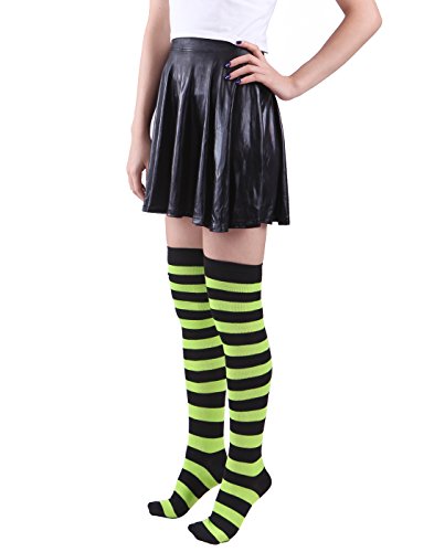 image for HDE Women's Extra Long Striped Socks Over Knee High Opaque Stockings (