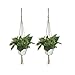 LJY 2-Pack Plant Hanger Macrame Jute 4-Leg without Hoop for Indoor Outdoor Balcony Ceiling Patio Deck Round & Square Pots (Total Length 95cm / 37.4in)