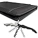 Malanka 5x9 Server Book for Waitress Waiter Organizer - with Cash Money Zipper Pocket Pen Holder Fits Restaurant Guest Check Order Pad and Apron - 4x6 Clear Pocket and Wine Opener Included (Black)