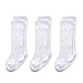 EPEIUS Unisex-Baby 3 Pair Pack Seamless Cable Knit Knee High Socks Infant Boys/Girls Uniform Stockings for 3-6 Months,White