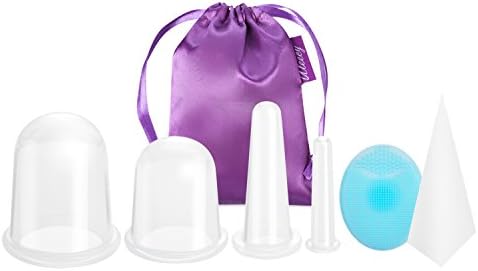 Cupping Therapy Sets Uleecy Silicone Cupping Kit Cups for Facial, Body, Anti Cellulite, Massage, Relaxation - Professional and Home Use with Online Guide &amp; Bonus Bundles - 4 Cups