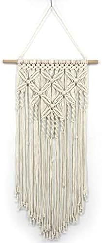 JYEMDV Fashion Tassel Tapestry Hand-Woven Butterfly Pattern Boho Wall-Mounted Cotton Rope Wooden Stick Wall Decoration (Color : Beige)