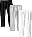 Pink House Girls' 3 Piece Seamless Full Length Legging, Black/White/Grey, 7-16