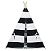 Dream House Kids Play Indian Teepee Hideout Wigwam Tent (Black Stripes 4 Sides with Floor Mat)
