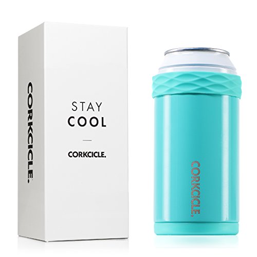 Corkcicle Arctican Gloss Stainless Steel Insulated Can & Bottle Coozie, Turquoise