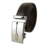 Men's Classic Dress Fashion Leather Sliding Buckle 35mm Ratchet Belt Black & Brown