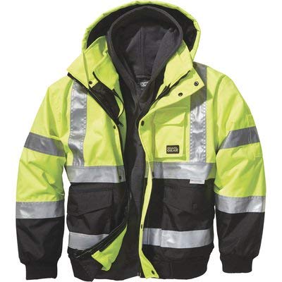 Gravel Gear HV Men's Class 3 High Visibility 3-in-1 Bomber Jacket with 3M Scotchlite Reflective Material - Lime, XL
