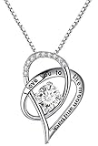 Sterling Silver "I Love You To The Moon and Back" Love Heart Pendant Necklace With Card White (Jewelry)