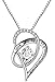 Forfamilyltd Sterling Silver I Love You to The Moon and Back Love Heart Pendant Necklace with Love Card, White