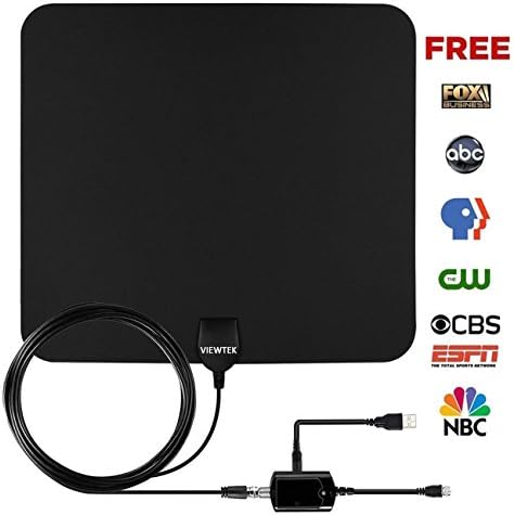 HDTV Antenna- VIEWTEK Indoor Digital TV Antennas 50 Mile Range with Detachable Amplifier 13 Ft Copper Coaxial Cable for TV Receiver with better reception 4K ready
