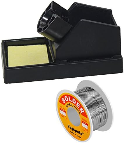 Jajaplus Solder wire 50g, 1.0 60/40 flux 2% Rosin Flux Core Solder soldering iron holder ,soldering iron stand with 1.0 60/40 flux 2% Rosin Flux Core Solder Wire Reel soldering iron (50g with stand)