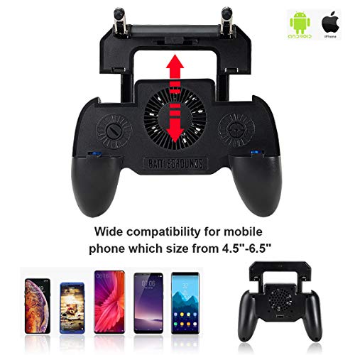 Takyu Mobile Game Controller 4000mAh for iPhone, PUBG iOS & Android Mobile Gaming Trigger Joystick with Battery USB Cable and Cooling Fan, Upgraded Version 4 in 1 Gamepad