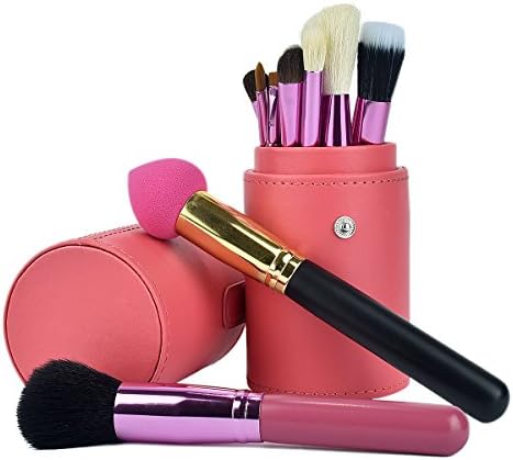 Makeup Brushes Set 12Pcs +1Pcs Powder Puff for Makeup Wood Handle Beauty Tools Toiletry Kit for Facial Synthetic Cosmetic Brushes Travel Case