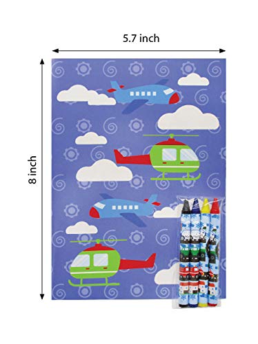 Transportation Vehicles Trains and Construction Coloring Book Set with Crayons Party Favor, 12 Pack - Thumbnail 7