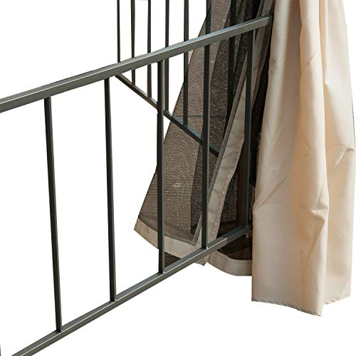 AyaMastro 9.25'H Black/Beige 2Tier Gazebo Canopy Outdoor Shelter Tent w/Zippered Curtain with Ebook