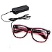 Aquat Flashing LED Neon Rave Glasses El Wire Glow Sunglasses Light up DJ Costumes For Halloween, Party, EDM, Wired with Battery Power RB01 (Pink, Black Frame)
