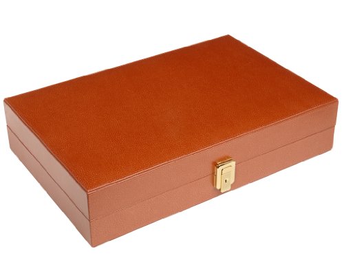 Zaza & Sacci Backgammon Board Game Set - (16" Leather/Microfiber Case) - Brown