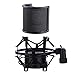 Microphone Shock Mount with Pop Filter, Mic Anti-Vibration Suspension Shock Mount Holder Clip for Diameter 46mm-53mm Microphone primary