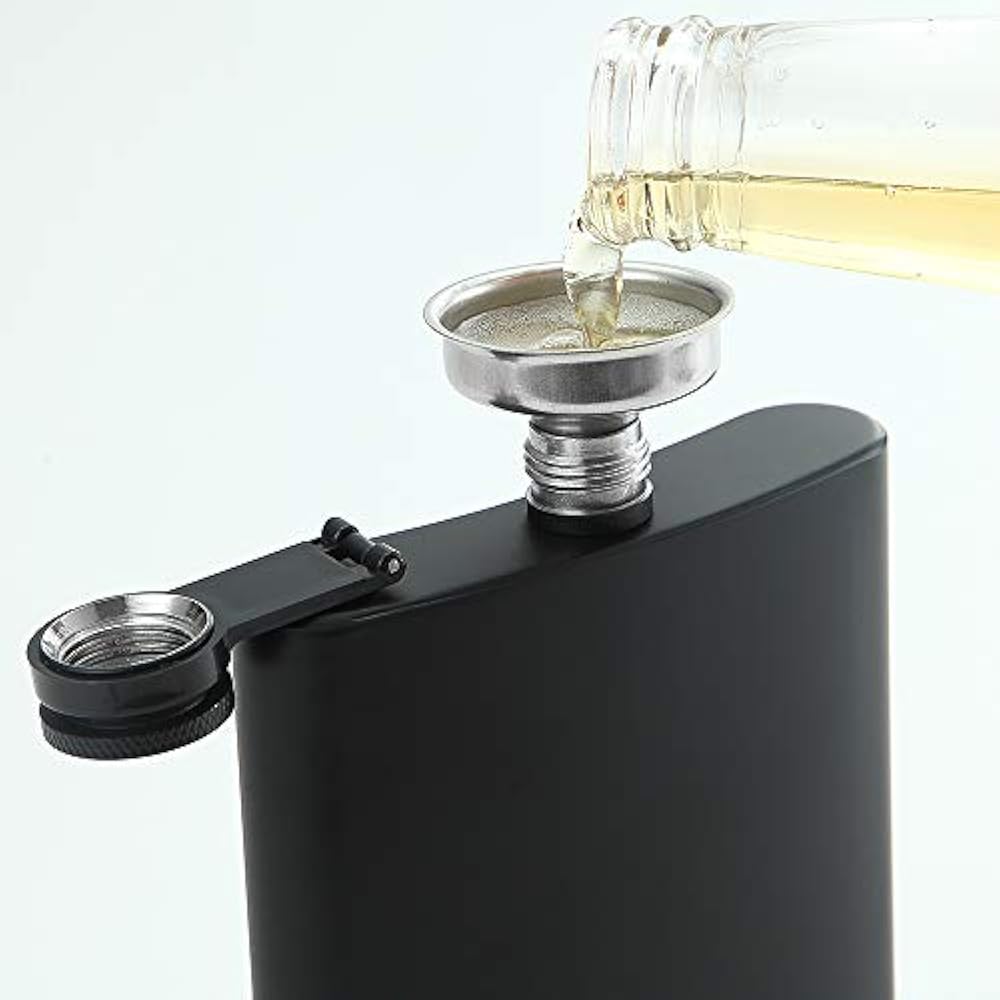6 Pcs Flasks Hip For Liquor Matte Black 8 Oz Stainless Steel Leakproof