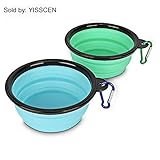 YISSCEN Collapsible Dog Bowl, Portable Travel Silicone Pet Food Water Bowl, Food Grade Silicone BPA Free (2 Pack)