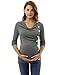 PattyBoutik Mama Cowl Neck Buttons Maternity Tunic Top (Heather Gray Medium)