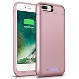 TQTHL iPhone 7 Plus/8 Plus Battery Case, 7000mAh Slim External Rechargeable Protective Portable Charging Case for iPhone 7 Plus/8 Plus (5.5 Inch) Extended Battery Case Power Bank-Rose Gold