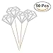 ULTNICE Diamond Cake Topper Cupcake Picks Wedding Party Decoration 50pcs (Glitter Silver)