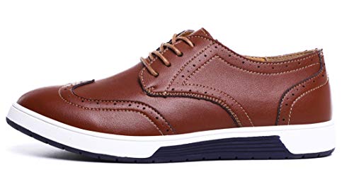 Sanyge Men's Urban Dress Shoes Leather Oxford Shoes Lace Up Classic Workout Flats(Sanyge4012R.Brown40)
