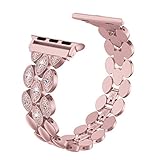 Wearlizer Rose Gold Womens with Compatible Apple Watch Band 38mm 40mm iWatch Wristband Replacement Rhinestone Stainless Steel Strap Beauty Bracelet Metal Hand Removal Link Series 4 3 2 1 Sport Edition