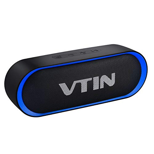 VTIN R4 Bluetooth Speaker V5.0, Portable Bluetooth Speaker with 24H Playtime, Loud Stereo Sound, 10W Powerful Waterproof Speaker, Built-in Mic, Support TF Card, Compatible for iOS, Android, PC