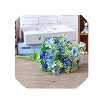 crystal004 1 Bunch 28 Head Cineraria Artificial Flower Bouquet Home Office Decor Silk Daisy Artificial Decorative Indoor Outdoor A12150,Blue
