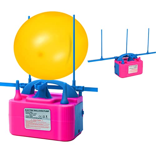 QIPUMP Balloon Pump Electric,110V 600W Balloon Blower Inflator Dual Nozzle Air Pump Balloons Inflator for Decoration, Party, Sport,Gifts:2 Balloon Tying Tools