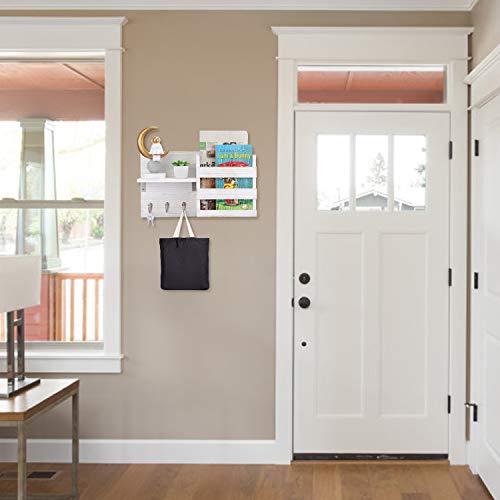 Coresto Wall Mount Entryway Storage Organizer and Mail Basket with 3 Key Holders—Holder for Car