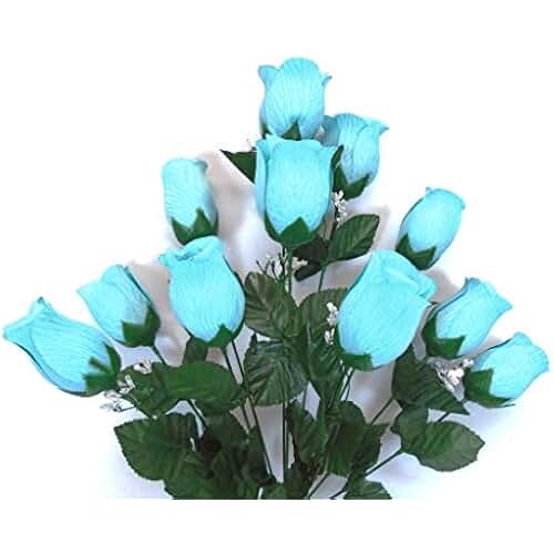 aqua silk flowers