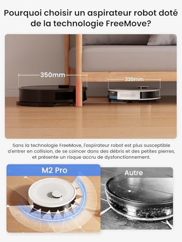 Lefant M2 Pro Robot Vacuum Cleaner with Mapping, dToF Laser Navigation, Suction Power 6000Pa, Automatic Dump Station, PSD Navigation, Custom Cleaning, App/WiFi/Alexa