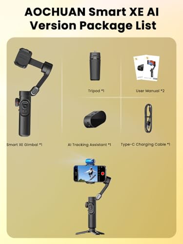 AOCHUAN XE AI Versión, estabilizador de cardán para Smartphone, sin aplicación de Seguimiento de AI, Control de Gestos, cardán de Inicio de 360° con TikTok Youtube, trípode de Mano Plegable de 3 Ejes