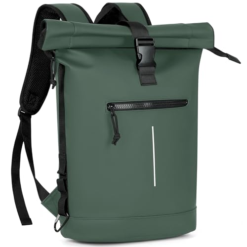 Lekeinchi Rolltop Rucksack Wasserdicht für Damen & Herren, Großer Laptop Rucksack mit Computerfach für 17 Zoll Laptop, Elegant Reiserucksack Daypack f