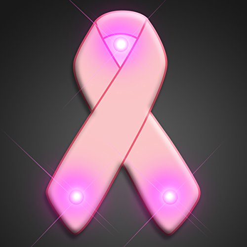 Flashing Light Up Pink Ribbon Breast Cancer Awareness Lapel Pins (25-Pack)
