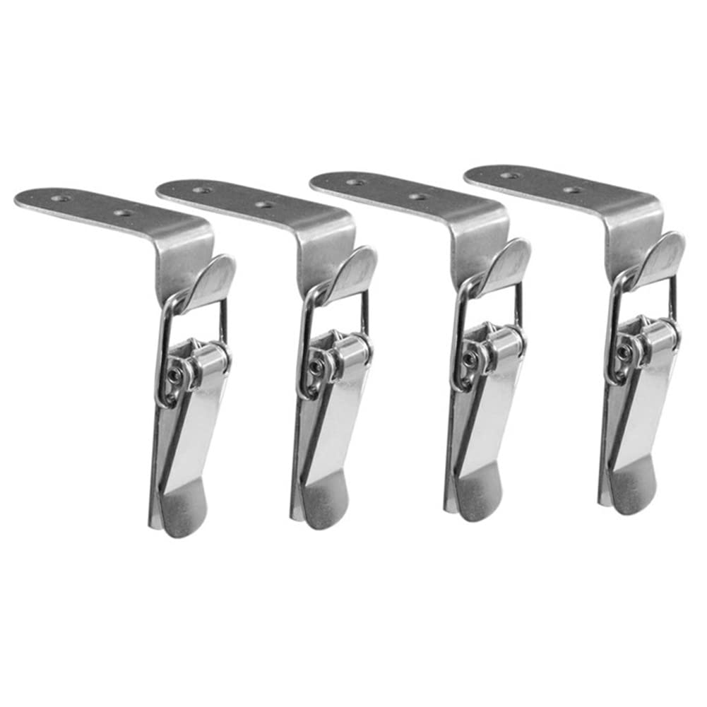 Oewnvmd 90 Degrees Duck-Mouth Buckle Hook Lock Stainless Steel Spring Loaded Draw Toggle Clamp Silver Hasp Catch A