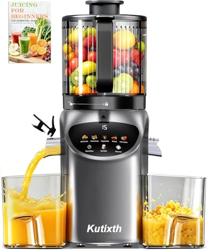 Kutixth Juicer 450 W Slow Juicer with 156 mm Feeding Slide | 3L capacity, cold press, high juice yield, BPA-free, for whole vegetables and fruit