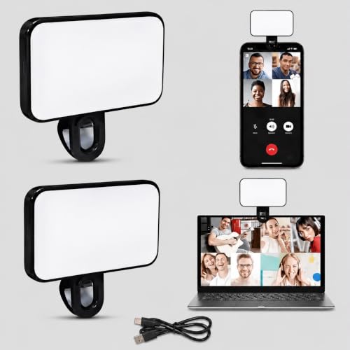 Luz de selfie para Vídeo com Presilha perfeito para Celular, Computador, Portátil, Recarregável USB, para Fotografia, Selfie, Videoconferência, Led premium