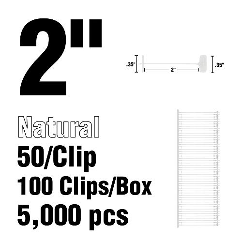 Amram 2in Fine Tagging Attachments, Natural, 5,000 Pieces, 50 per Clip