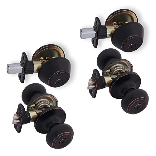 Honeywell 8101406 Classic Entry Door Knob and Deadbolt Lock Set, Oil