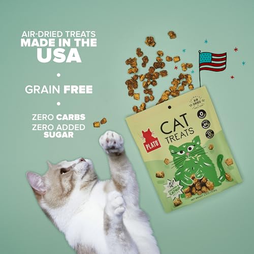 PLATO PET TREATS CAT TREATS – SINGLE INGREDIENT, HEALTHY CHICKEN CATNIP TREATS FOR INDOOR CATS – AIR DRIED – 2.5 OZ