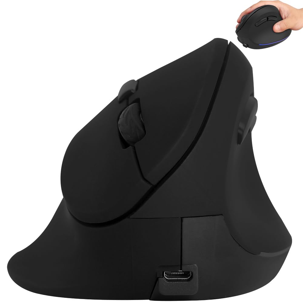 Photo 1 of Wireless Mouse Ergonomic Vertical Mouse for Large Hands Rechargeable Big Quiet Silent Ergo Blue LED Light 3600DPI Carpal Tunnel Comfortable Cordless Mice for PC Laptop Computer Macbook Office Gift