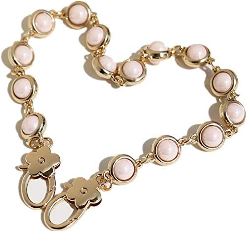 42cm Many Pearl Pendant Shape Chain Strap Replacement Purse Chain Strap for Shoulder Bag/Handbag Bag/Wallet (Pale Pink Pearl)