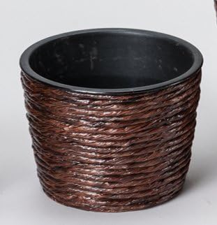 TODAMI Übertopf rund, Wasserhyazinthe antik-braun gedreht, mit Kunststoffeinsatz Pots, Brown, 20x20x15 cm