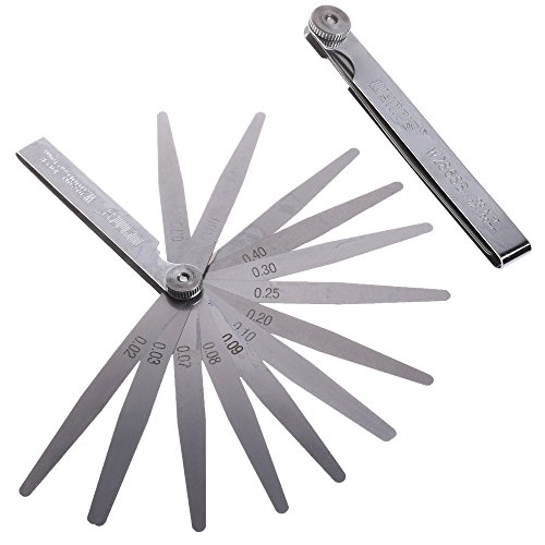 Bluecell Silver Color 0.02-1mm Thickness Tapered Feeler Gauges,17 in 1