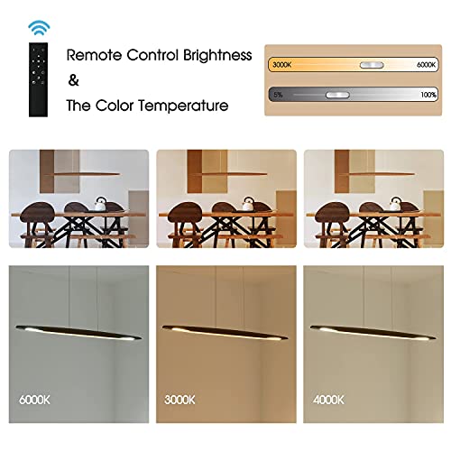 YISDESIGN 51" Wood Linear Pendant Light Wood Dining Room Light Fixture Modern Pool Table Lights Kitchen Island Lights for Dining Room Bar Kitchen Island Walnut Color